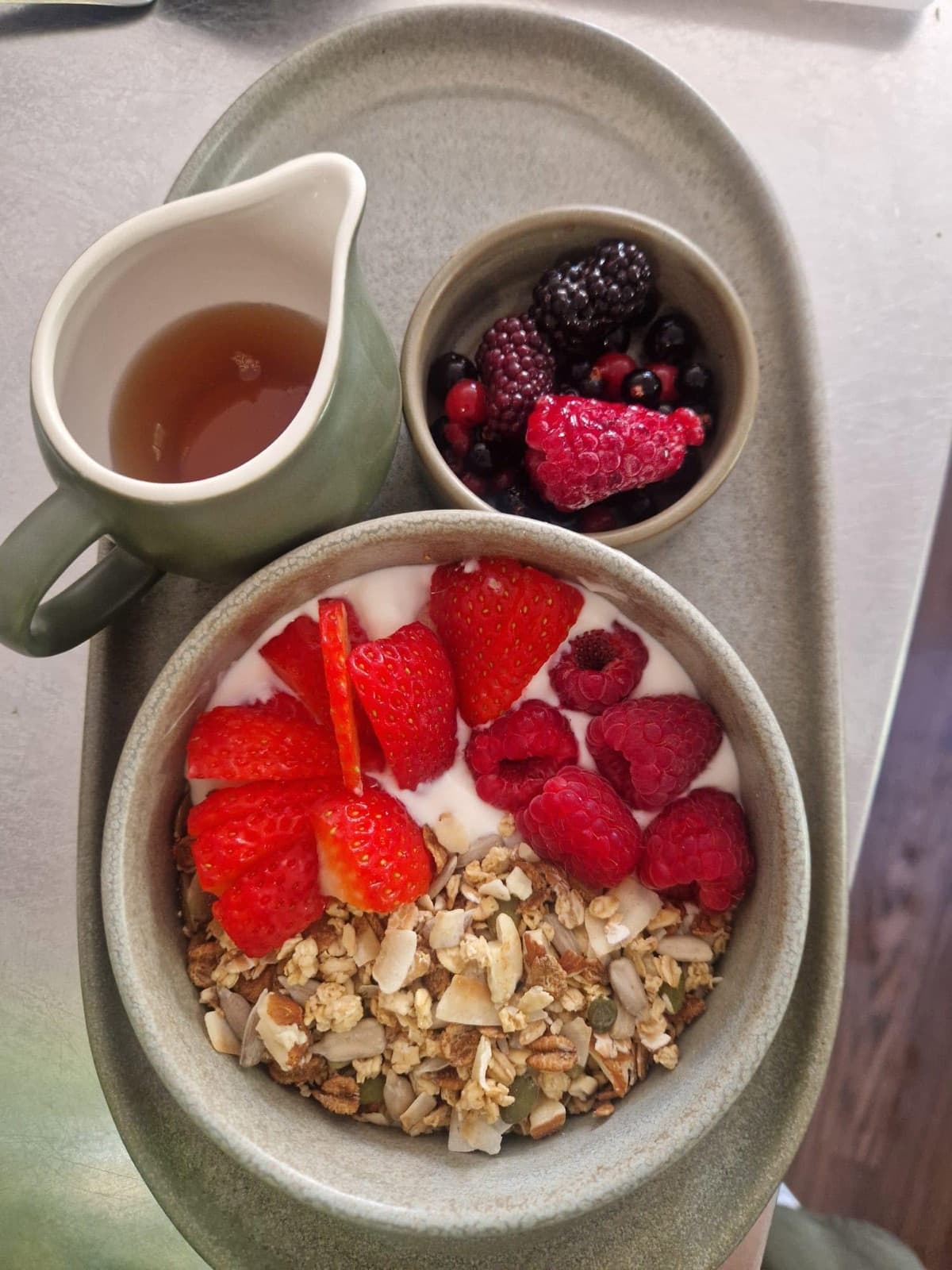Granola, berries and local honey